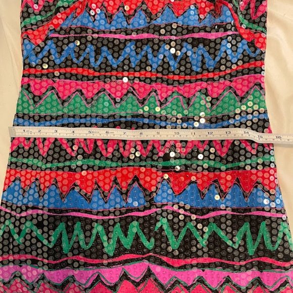 Saks Fifth Ave Retro Silk Sequin Dress - Picture 8 of 9